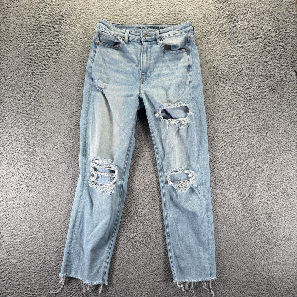 American Eagle Outfitters Jeans Womens 6 Blue Cotton Denim Mom Straight Stretch